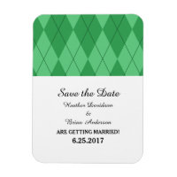 Green Argyle Save the Date Flexi Magnet