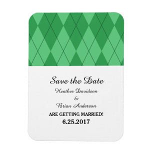 Green Argyle Save the Date Flexi Magnet