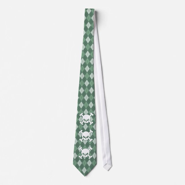 Green Argyle Skull Tie (Front)