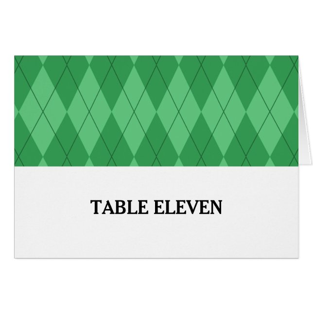 Green Argyle Table Number Card (Front Horizontal)