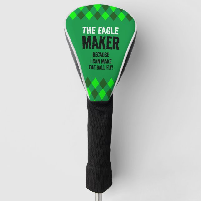 Green Argyle The Eagle Maker Golf Head Cover (Front)