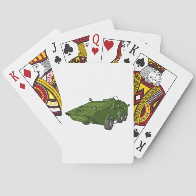 Green Armoured Military Vehicle Playing Cards (Back)