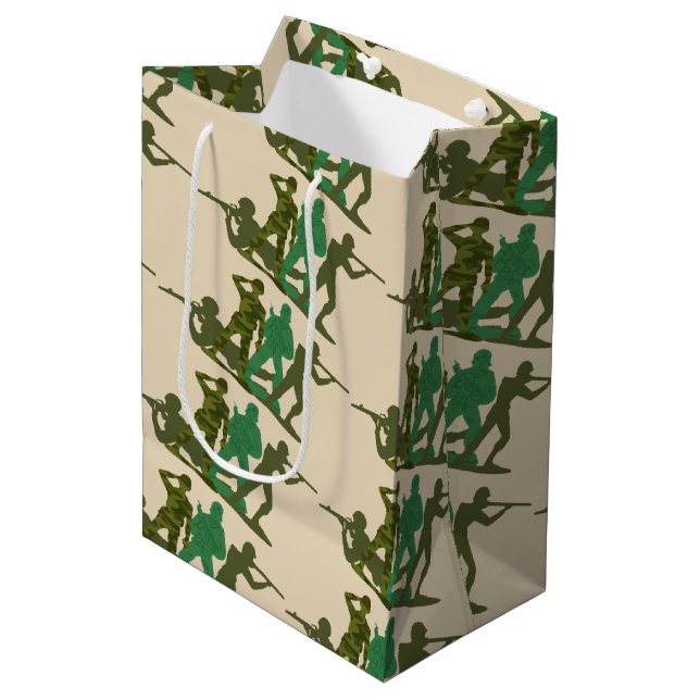 Green Army Action Men  Medium Gift Bag (Front Angled)