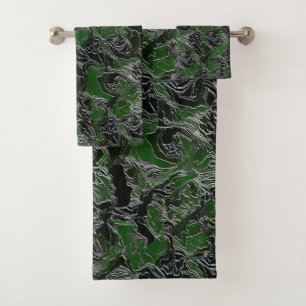 Green Army Camo Bath Towel Set