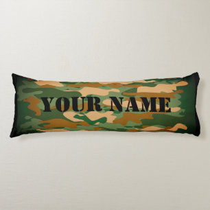 Green army camo camouflage print custom name body pillow