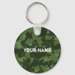 Green Army Camo Military Personalized Keychain