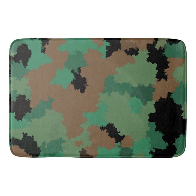 Green Army Jungle Camouflage Pattern Design  Bath Mat (Front)