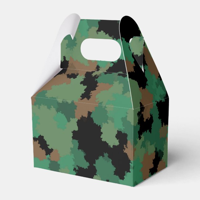 Green Army Jungle Camouflage Pattern Design  Favor Box (Front Side)