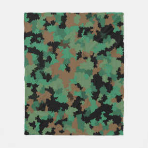Green Army Jungle Camouflage Pattern Design  Fleece Blanket