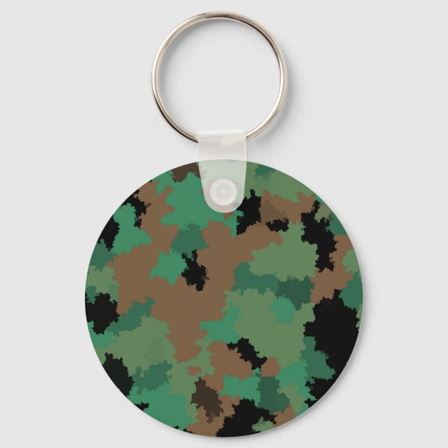 Green Army Jungle Camouflage Pattern Design  Keychain (Front)