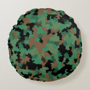 Green Army Jungle Camouflage Pattern Design Round Pillow