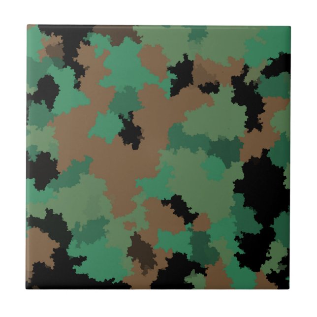 Green Army Jungle Camouflage Pattern Design  Tile (Front)