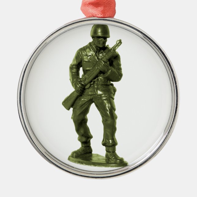 Green Army Man Metal Ornament (Front)