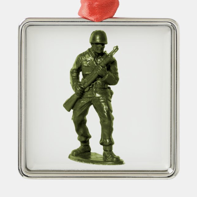 Green Army Man Metal Ornament (Front)