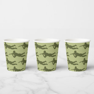 Green Army Man Sniper Pose  Paper Cups
