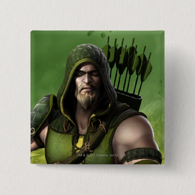 Green Arrow 2 Inch Square Button (Front)