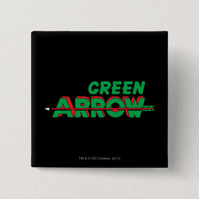 Green Arrow Logo 2 Inch Square Button (Front)