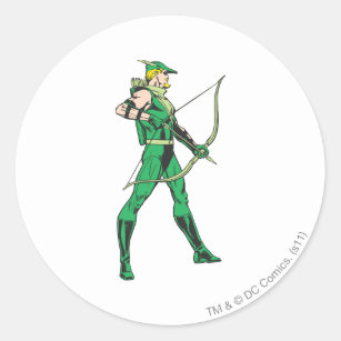 Green Arrow Profile Classic Round Sticker