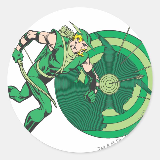 Green Arrow with Target 2 Classic Round Sticker (Front)