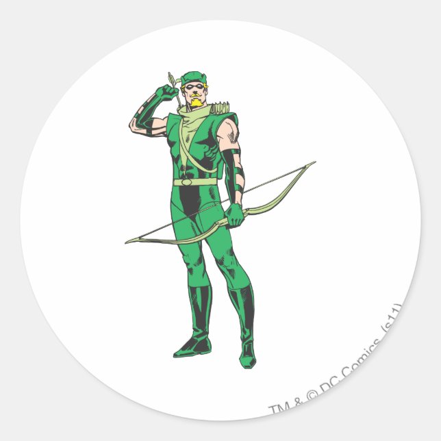 Green Arrow with Target Classic Round Sticker (Front)