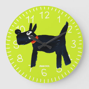 Green Art Clock: John Dyer Scotty Dog Large Clock