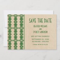 Green Art Deco Border Save the Date Invite