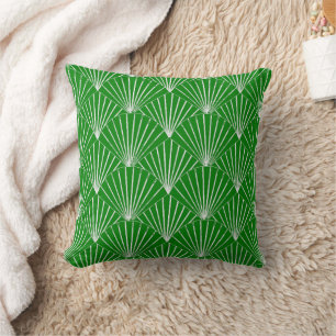 Green Art Deco Design Throw Pillow