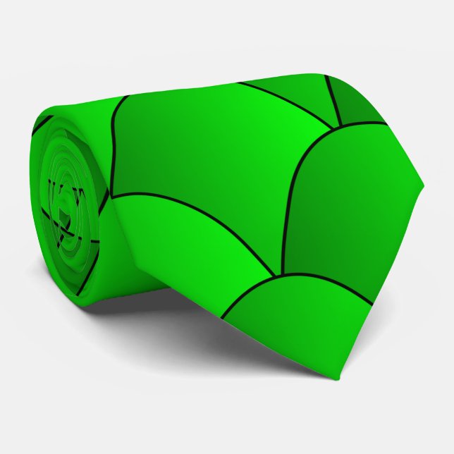 Green Art Deco Design Tie (Rolled)