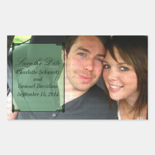 Green Art Deco Frame Save the Date Stickers