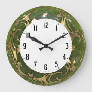 Green art deco large clock