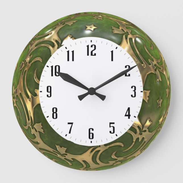 Green art deco large clock (Front)