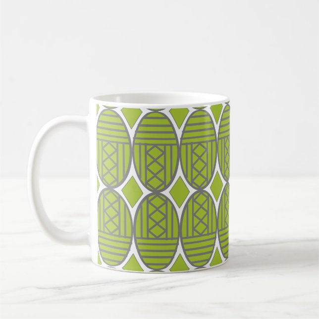 Green Art Deco Ovals Coffee Mug (Left)