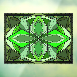 Green Art Deco Privacy Window Cling