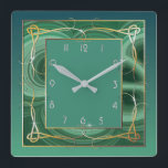Green Art Deco Square Wall Clock<br><div class="desc">Great clock design. You will love it like others. Be free to use this design for other product you like or to customize and add your text. Follow me for more. Thank you. Have a nice day.</div>
