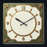 Green Art Deco Square Wall Clock<br><div class="desc">Great clock design. You will love it like others. Be free to use this design for other product you like or to customize and add your text. Follow me for more. Thank you. Have a nice day.</div>