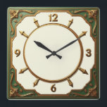 Green Art Deco Square Wall Clock<br><div class="desc">Great clock design. You will love it like others. Be free to use this design for other product you like or to customize and add your text. Follow me for more. Thank you. Have a nice day.</div>