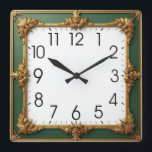 Green Art Deco Square Wall Clock<br><div class="desc">Great clock design. You will love it like others. Be free to use this design for other product you like or to customize and add your text. Follow me for more. Thank you. Have a nice day.</div>