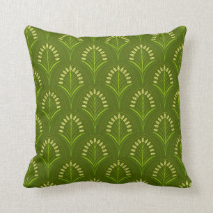 Green Art Deco Throw Pillow