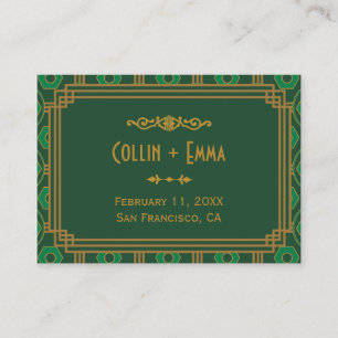 Green Art Deco Wedding Place Cards