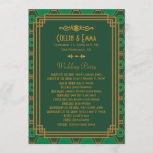 Green Art Deco Wedding Programs