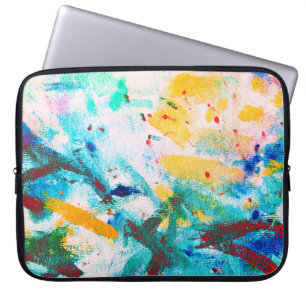 Green Artistic Canva. Purple Cool Illustration. Or Laptop Sleeve