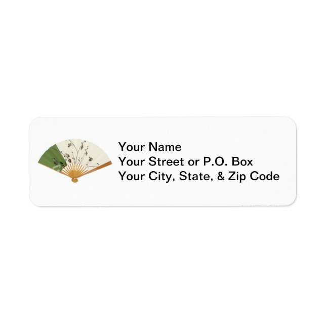 Green Asian Fan Address Label (Front)