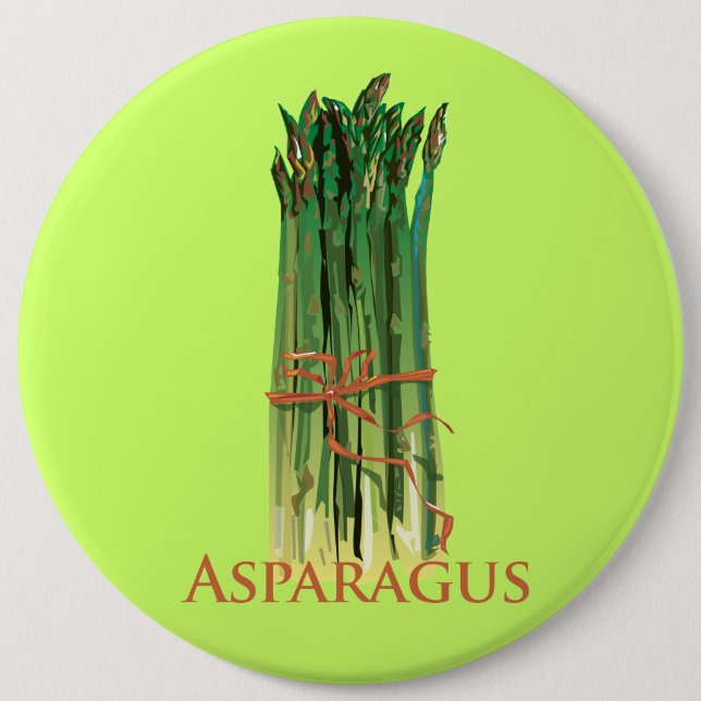 Green Asparagus 6 Inch Round Button (Front)