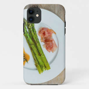 Green asparagus with ham and sauce iPhone 11 case