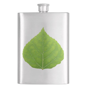 Green Aspen Leaf #11 Hip Flask