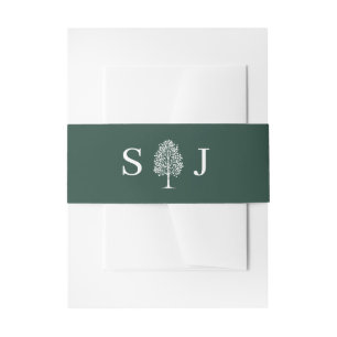Green Aspen Tree Wedding Invitation Belly Band