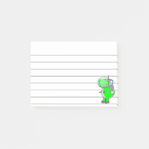 Green Astronaut Dinosaur Drawing Lined 4x3  Post-it Notes