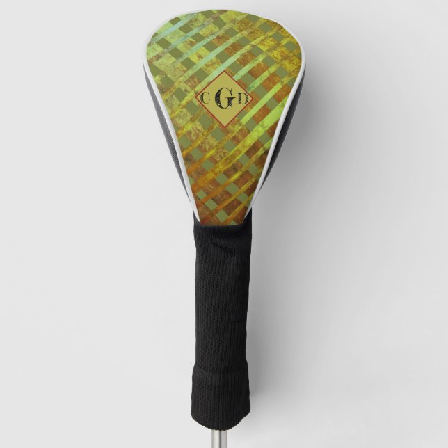 Green Asymmetrical Striped Geometric Golf Head Cover (Front)