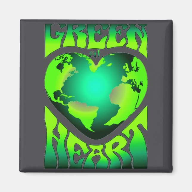 Green At Heart Eco Environmentally Friendly Retro  Magnet (Front)