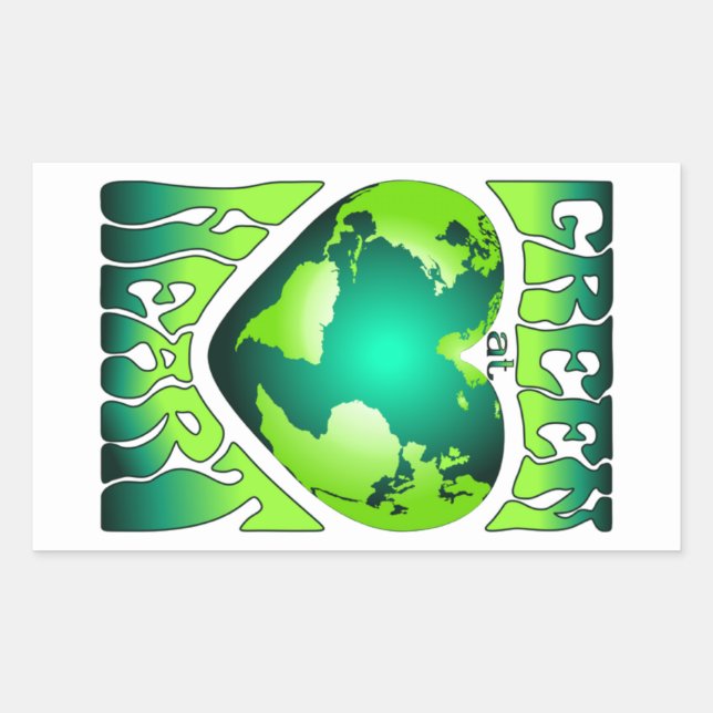 GREEN AT HEART Eco Environmentally Friendly Retro Sticker (Front)